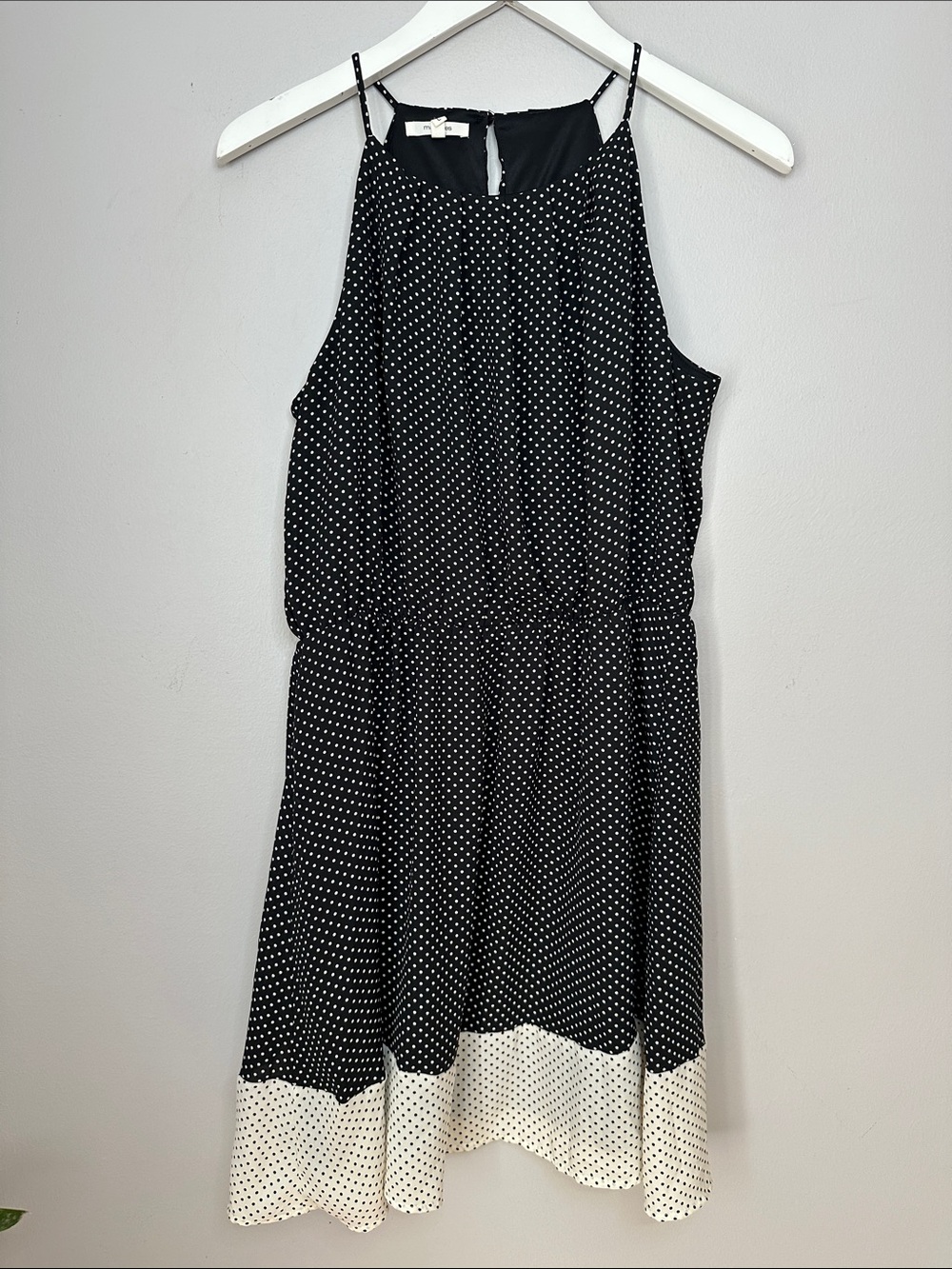 Polka Dot Spaghetti Strap  Classic Timeless Dress  Black/White polka dots size L